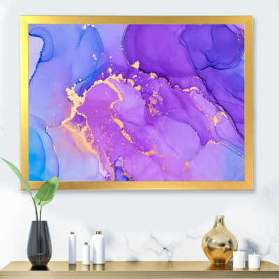 «Mauve et bleu luxe abstrait fluide» - Peinture sur toile