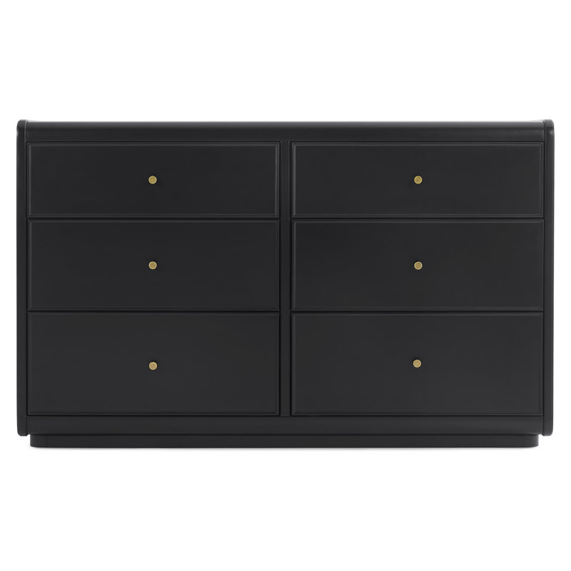 Aspen 6 Drawer Dresser, White With Textured Oat, Black