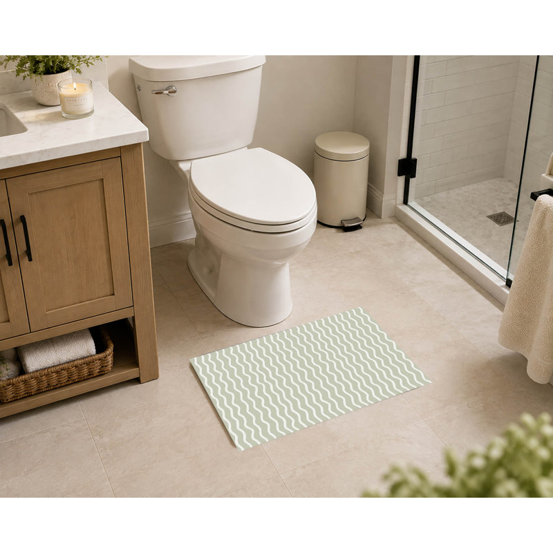 Tapis de toilette rectangulaire absorbant et antidérapant Wiggle Row, 34" W x 21" L, Light Green