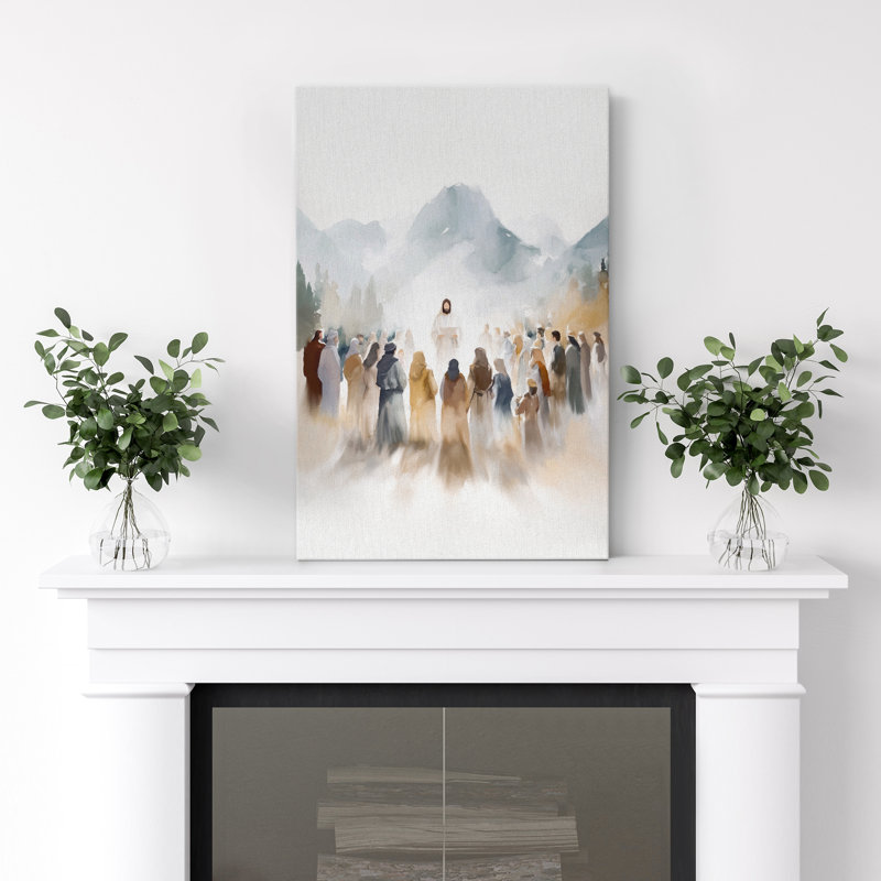 Jesus and Disciples Canvas Print Wall Art - Inspirational Religious Decor for Hallway or Living Room, 36" H x 24" W