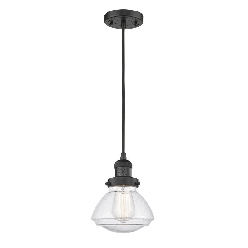 Luminaire suspendu simple à 1 lumière Chesterville, Grainé, Ampoule non incluse, Noir mat