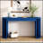 59-inch Long Console Table,Oak Veneer Sofa Table,Curved and Straight Line Design,Behind the Couch, Farmhouse Entryway Table for Entrance, Hallway, Living Room (Navy Blue)-723024138
