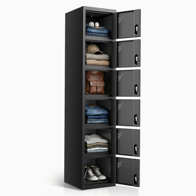 Metal Lockers For Employees With 6 Lockable Doors, Storage Cabinet For Small Space, Home, School, Gym