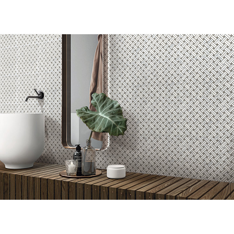 Knot Marble Mosaic Wall & Floor Tile, White/Black