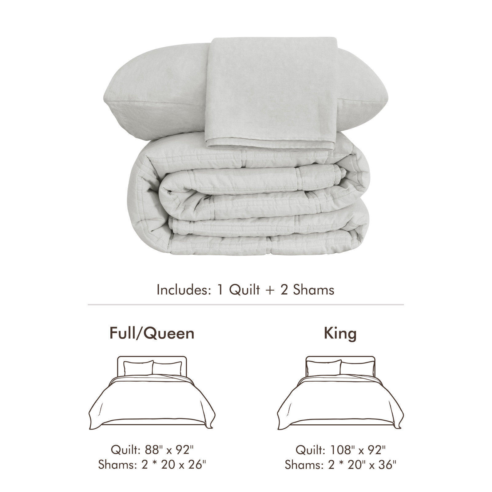 Bedding, Light Gray, King Comforter + 2 King Shams