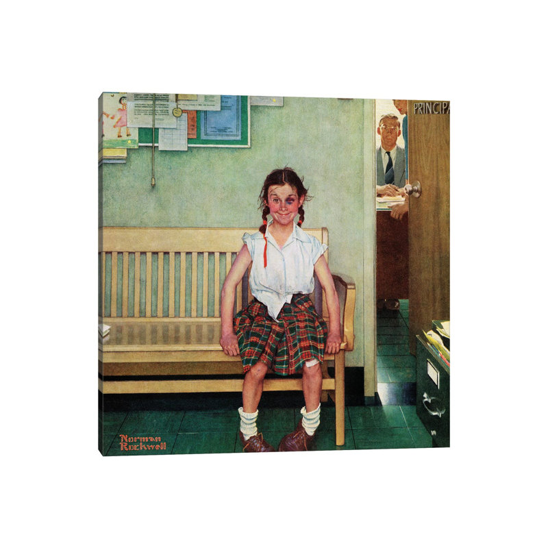 Shiner (Outside The Principal's Office) by Norman Rockwell - Wrapped Canvas Gallery-Wrapped Canvas Giclée
