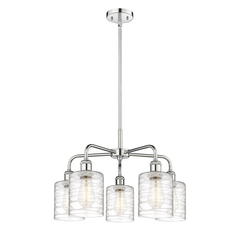 Lustre tambour 5 lumières Dublin, Chrome poli