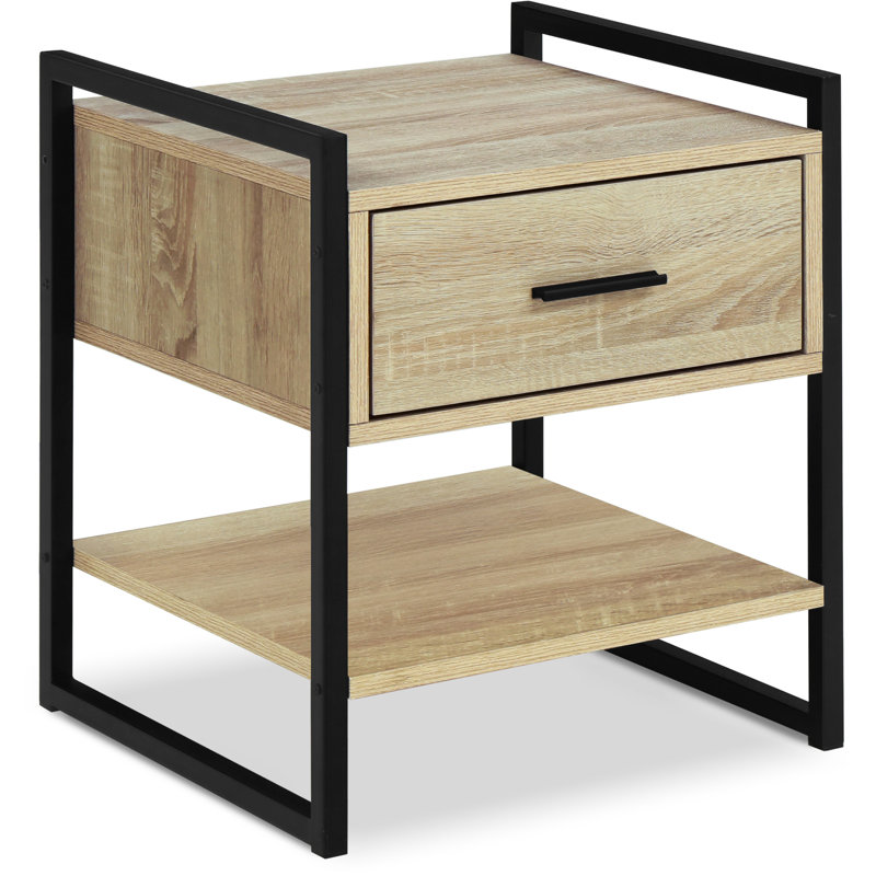 Table de chevet 1 tiroir Manraj, Beige