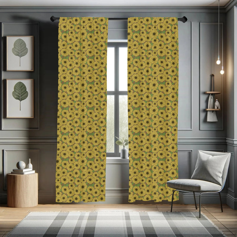 Floral Semi-Sheer Rod Pocket Curtain Panels, 28" x 95"