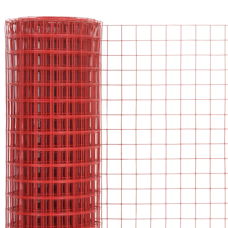 Linzy 39.37cm H x 393.7cm W Red Metal Wire/Mesh Fence
