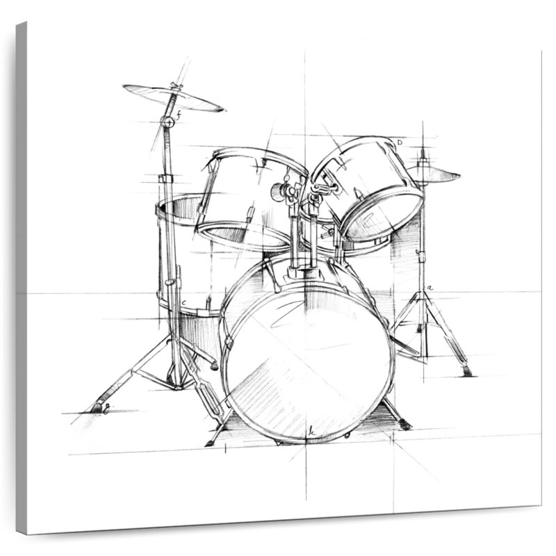 Abarca Drum Sketch, 20" H x 20" W