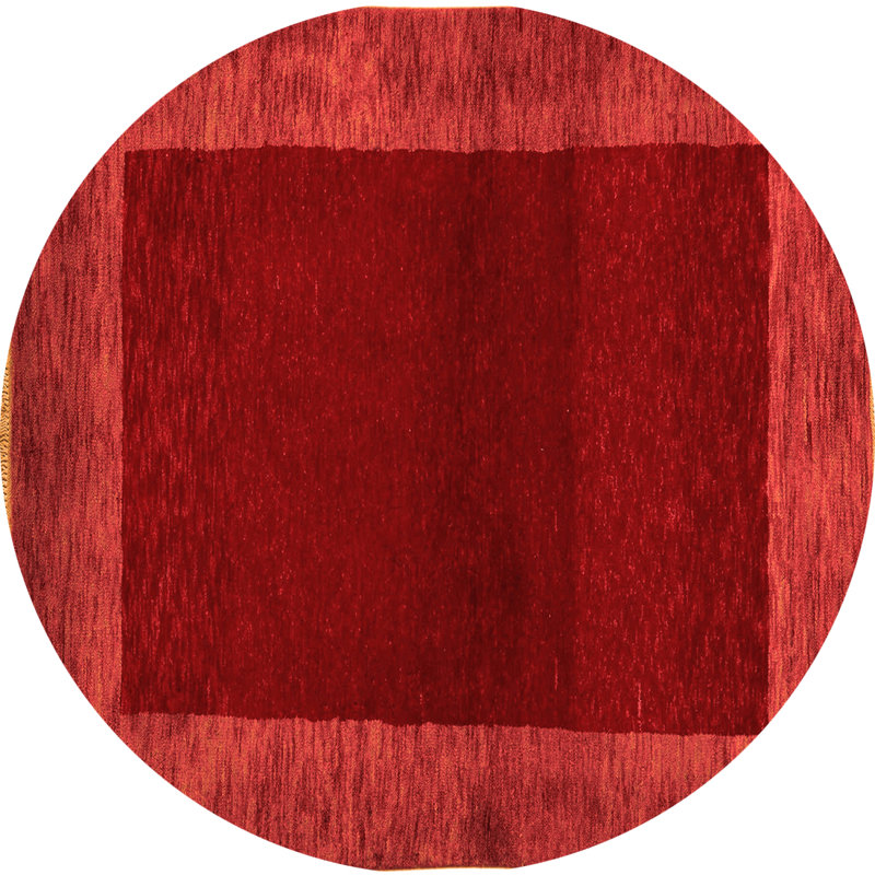 Tapis rouge en laine et polyester tissé à la machine Chloe-Mai, Rond 3 pi