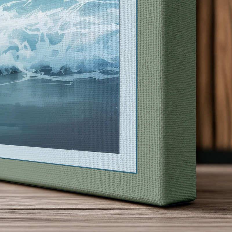 Waves at Dusk Coastal - Wrapped Canvas, 18x12 - 45.7 x 30.5 cm, Sage Border