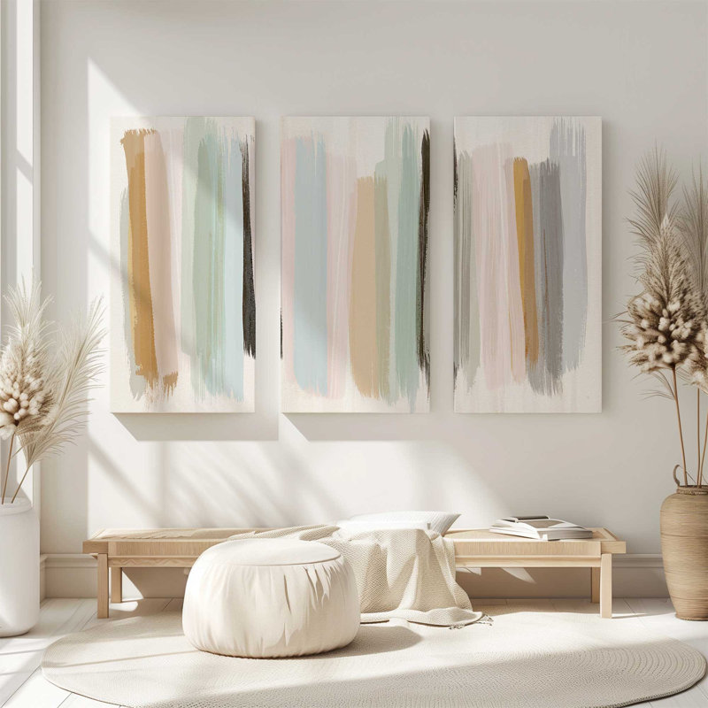 Panache pastel | Impression sur toile 3 panneaux, H 36 po x l 54 po