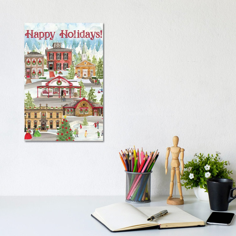 Christmas Village Portrait II by Tara Reed - Wrapped Canvas Print