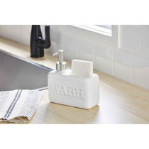 Rae Dunn Kitchen-Sink Soap Dispenser Set, Hand Soap and Dish Soap Dispenser  for Kitchen with Sponge Holder and Tray