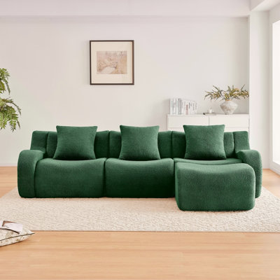 Canapé désossé, tissu en peluche de haute qualité à 3 places, conception antidérapante, conception épurée sans accoudoirs incurvés, chaise d'assemblage éponge haute densité 32D pour le salon, la chambre à coucher et le salon