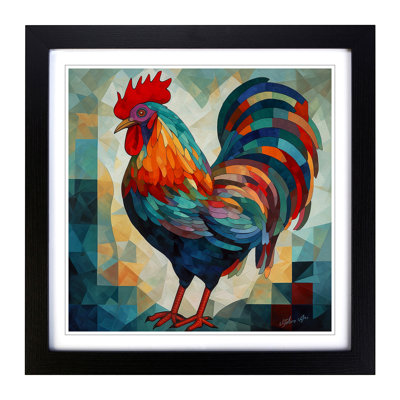 Rooster Cubism No.1 - Framed Print