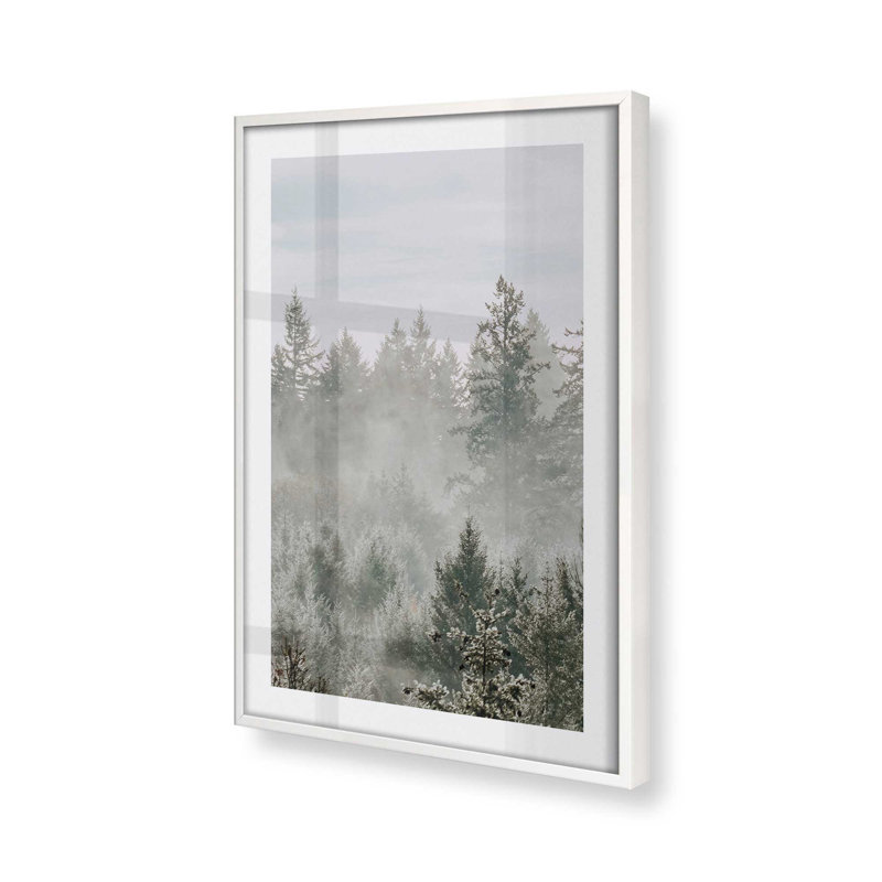 Impression sur feuillage persistant, H 25 po x l 19 po x P 1,25 po, Cadre opaque blanc