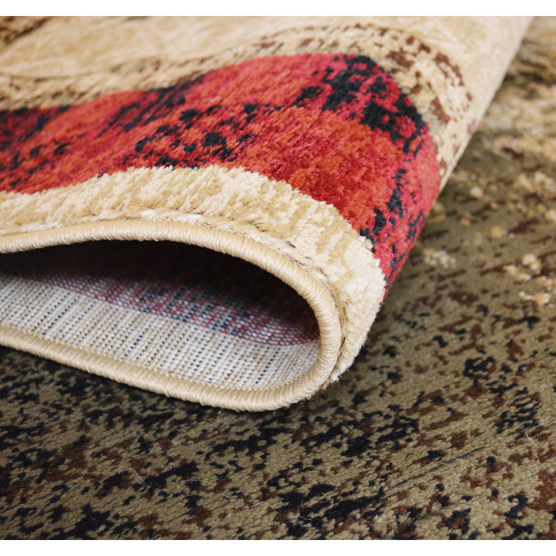 Tapis beige à motif d'arbres de style antique Forest Lodge Kenneth, Rectangle 2 pi 3 po x 3 pi 3 po