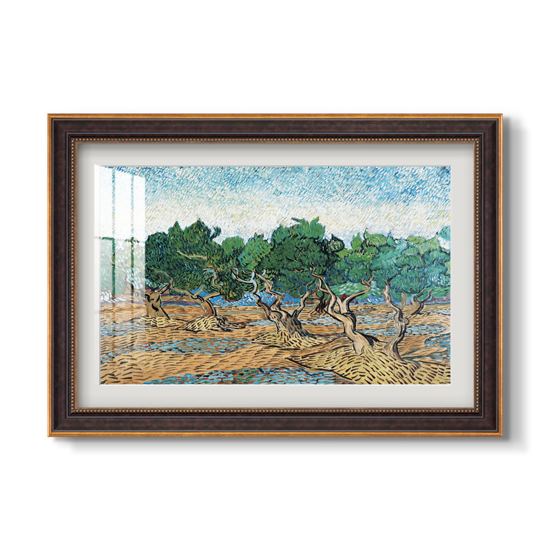 Oliviers, 1889 - Vincent van Gogh - Reproduction encadrée sur mesure, 20x28 INNER SIZE, Framed Print with Mat, Venetian Gold