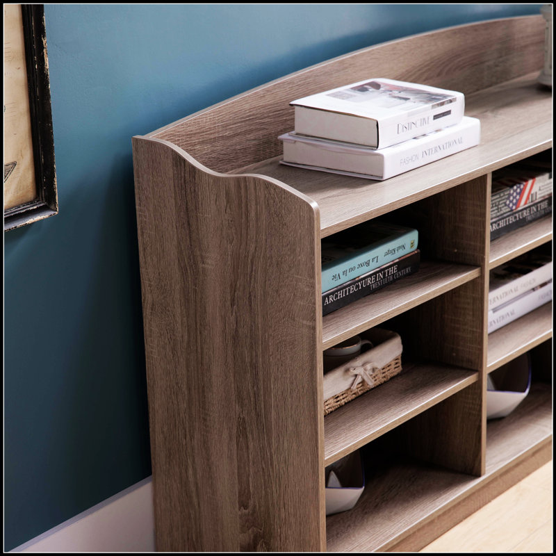 Banc de rangement en bois pour chaussures, neuf tablettes de rangement, rangement pour hall d'entrée, taupe foncé, Taupe