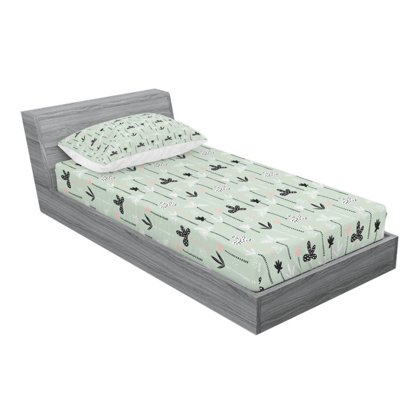 Twin White Floral Microfiber Bed Sheet Set