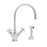 Perrin and Rowe Double Handle Minoan Kitchen Faucet with Side Spray Rinse