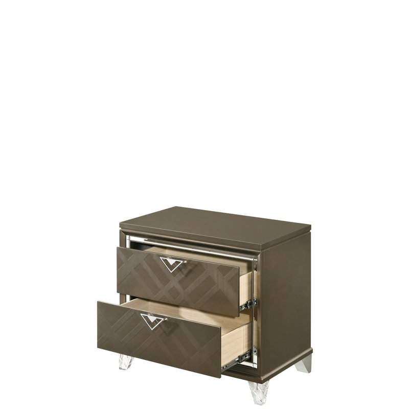 Table de chevet contemporaine champagne foncé avec option de rangement fonctionnel