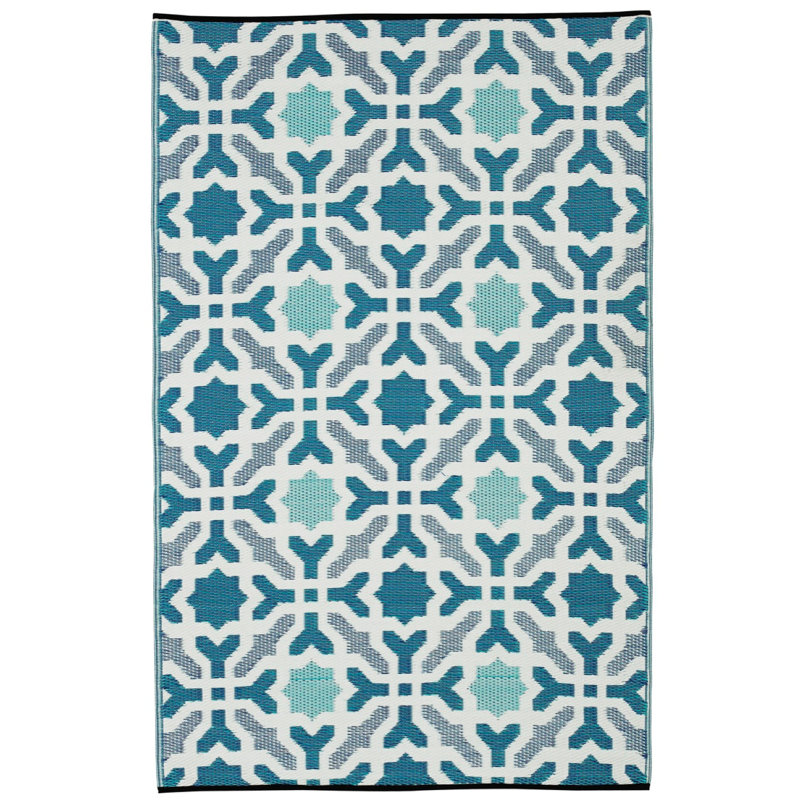 Outdoor Rug Plastic Straw Rug Waterproof Patio Dionisios Multicolor Blue, Rectangle 3' x 5'