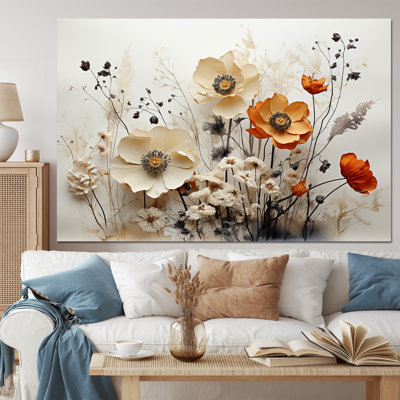 Bohemian Earthly Floral Collage II - Art mural abstrait sur toile