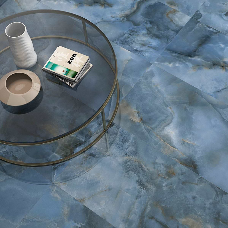 Jewel Onyx 24X48 Polished Porcelain Tile, Blue