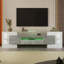 Meuble télé élégant, Lowboard - Blanc ultrabrillant, 78,7 po avec éclairage DEL. Mobilier de salon. Design moderne. Surface en verre élégante.-172675006