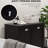 Dual Tilt Out Hamper Cabinet, Bathroom Storage. 2 Laundry For Washroom, Black. Modern Floor Cabinet With Spacious Towel Accommodation. Separate & Dark Item Build, Water-. Toppling Design.