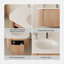 Meuble-lavabo mural au design incurvé, lavabo en marbre de culture, finition bois chaud, convient aux salles de bain modernes