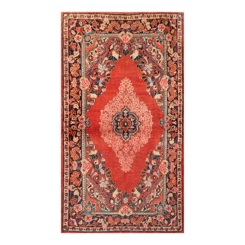 Tapis unique en laine noué à la main rouille / gris anthracite 4 pi 3 po x 6 pi 6 po Johnanthony
