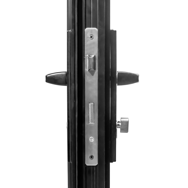 Black Aluminum 96" Folding Patio Door with Glass Panels