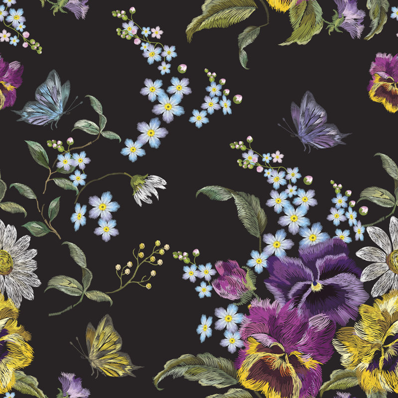 Motif floral Alstrom par Natagalitskaia, H 20 po x l 20 po