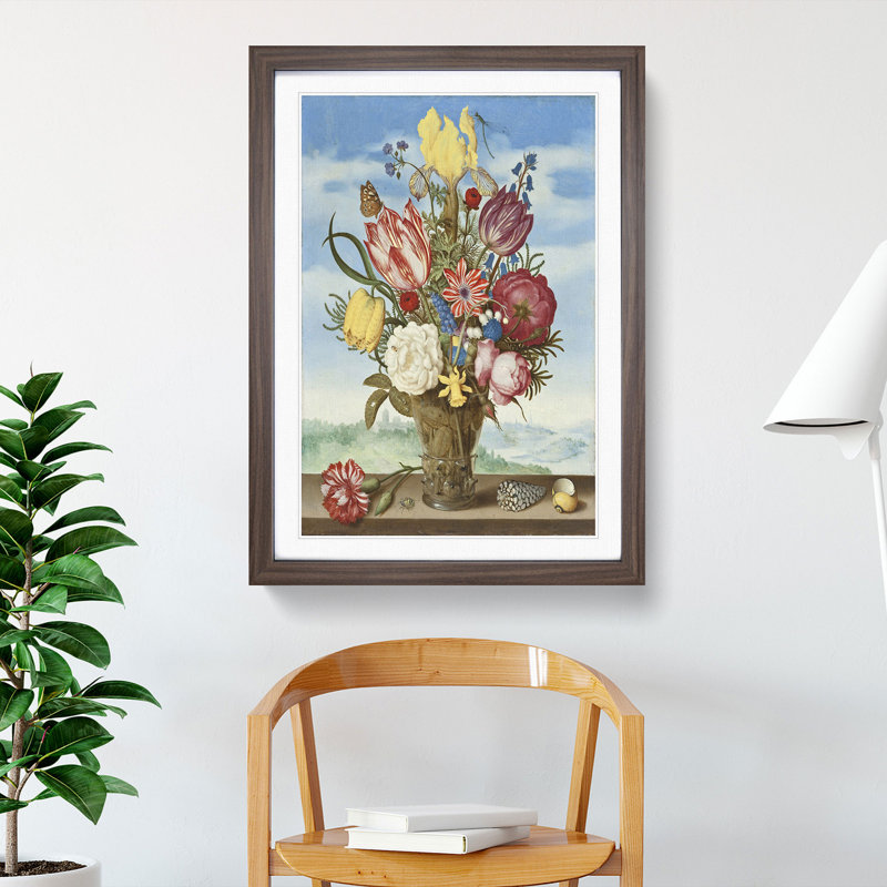 Still Life with Flowers Vol.2 by Ambrosius Bosschaert - Picture Frame Painting, Walnut, 36cm H x 27cm W x 2cm D