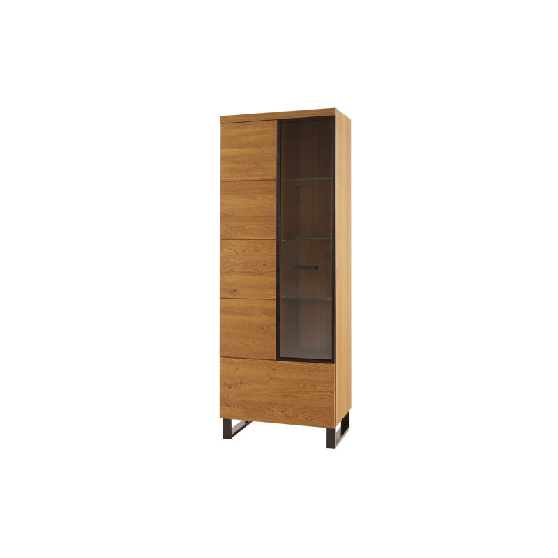 Laimondo Solid + Manufactured Oak Wood 1-Door Display Cabinet, Right