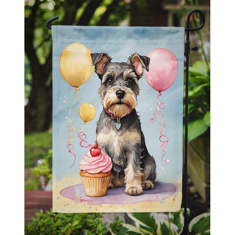 Drapeau de jardin «Happy Birthday», Schnauzer