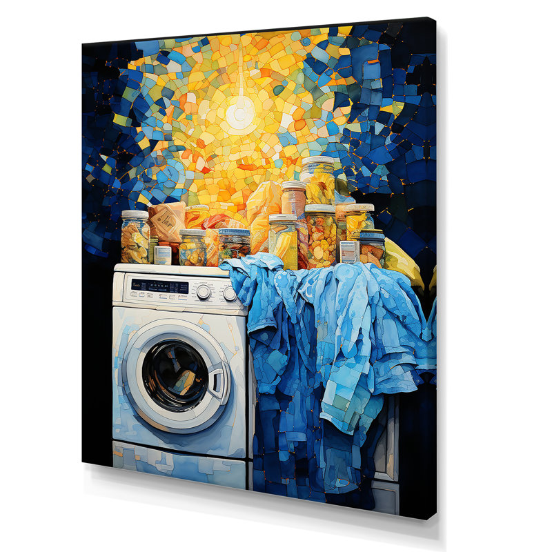 Détergent à lessive bleu et jaune IV - Art mural, H 44 po x l 34 po x P 1,5 po