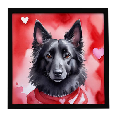 Belgian Sheepdog My Valentine Framed Metal Print