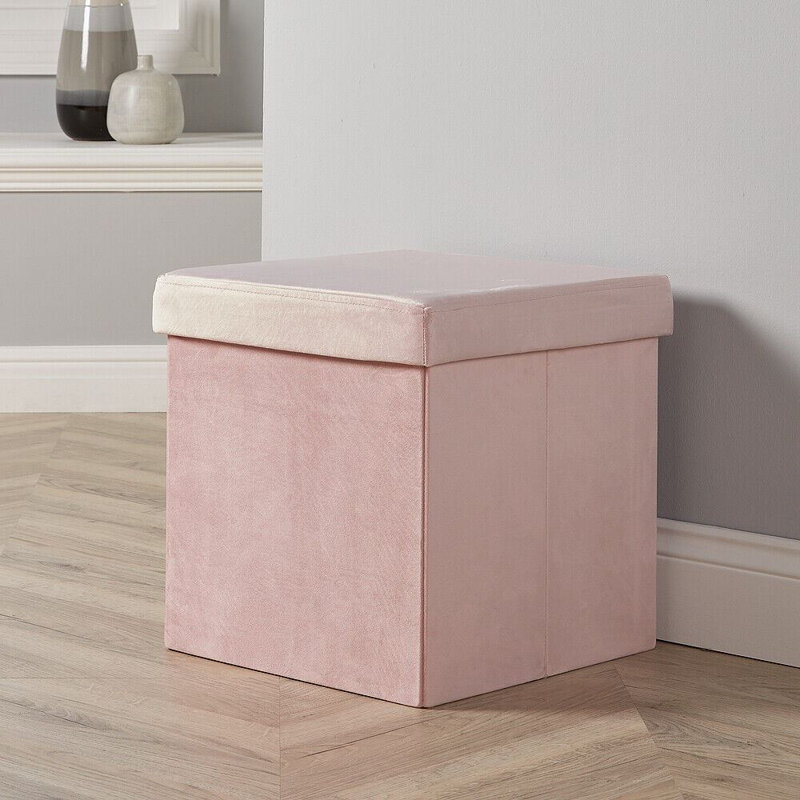 Castlehaven 38cm Square Flat Velvet Storage Ottoman