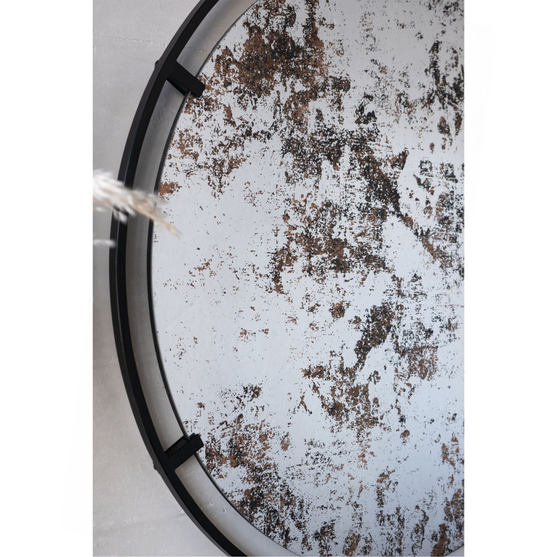 D31.5X0.5 "Miroir rond Theodor avec design industriel et cadre en métal pour la décoration murale
