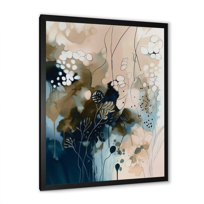 " Blue Abstract Reflections I ", Black Picture Framed, 20" H x 12" W