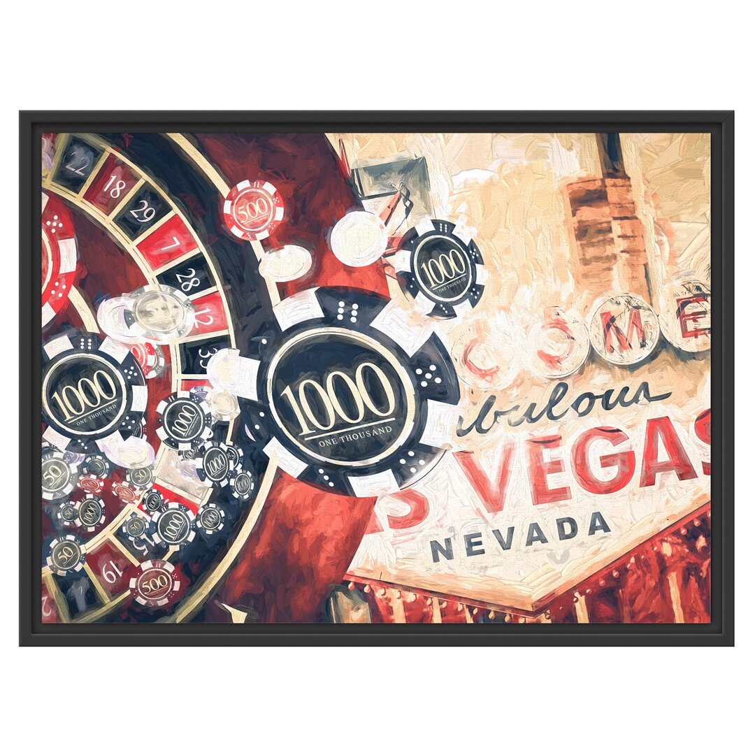 Gerahmtes Wandbild Las Vegas Casino Roulette Kunst