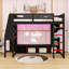 Lit mezzanine simple avec lumière DEL, tablettes et bureau