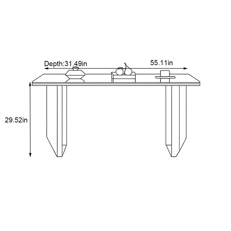 Simple family light luxury rectangular table, 29.52"H x 55.11"L x 31.49"W