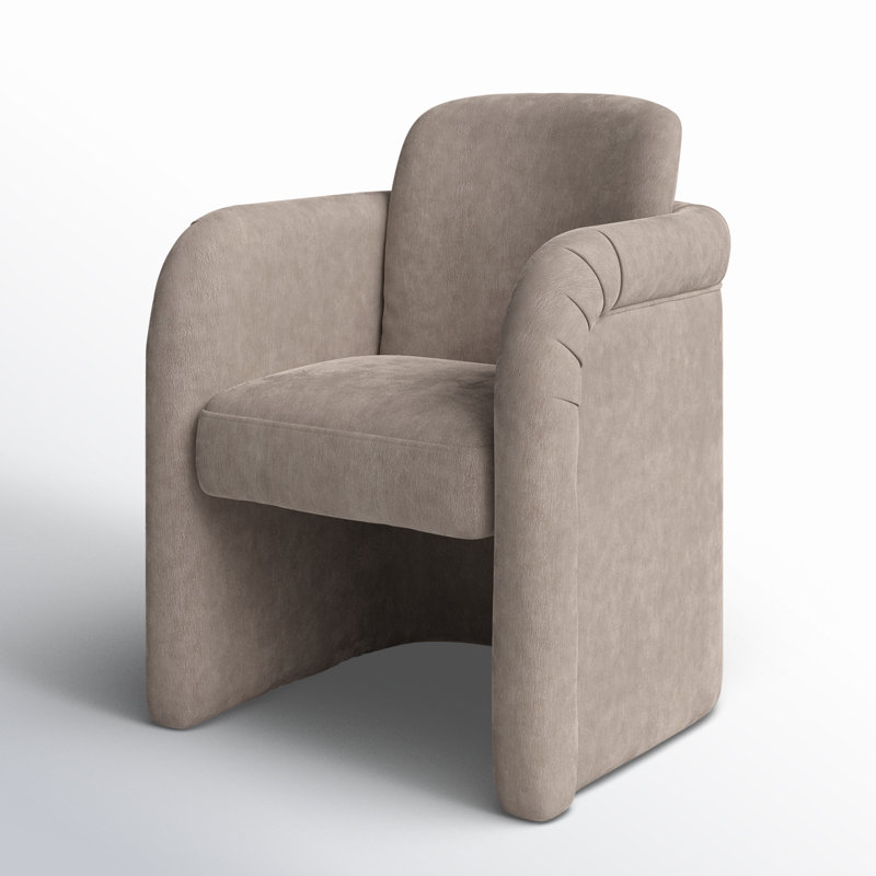Becca Rolling Dining Arm Chair, Light Beige Performance Chenille